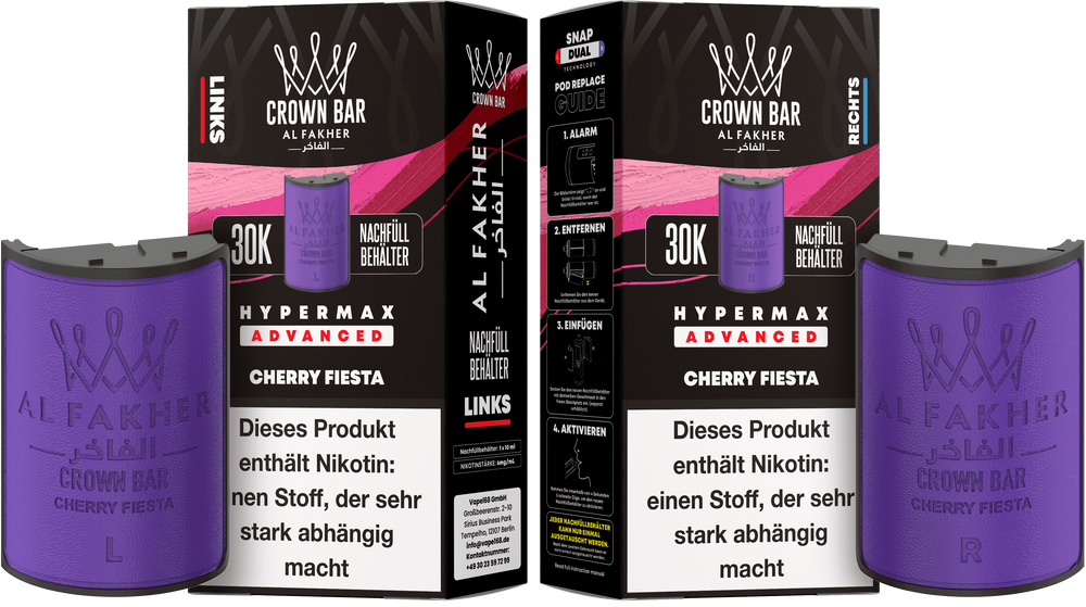 10x Al Fakher Hypermax 30K Pods - Alle Sorten - 6mg Nikotingehalt (5 Linke + 5 Rechte)