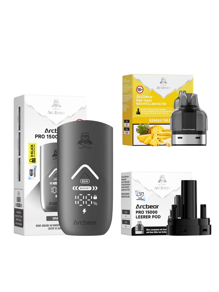 5x Arcbear Pro 15000 Starter Set - Farbe: Gray + Pod Banana Pineapple