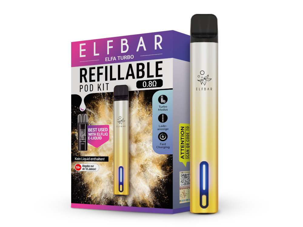 10x ELFBAR ELFA Turbo Pod Kit 550 mAh Akku - Aurora Gold