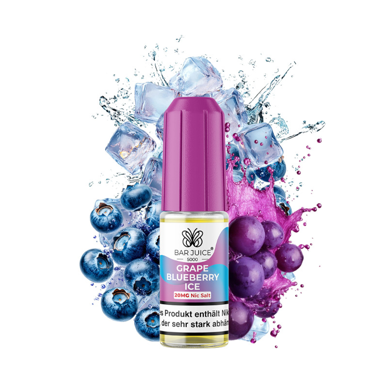 10x Bar Juice 5000 Nikotinsalz Liquid 10 ml Grape Blueberry Ice