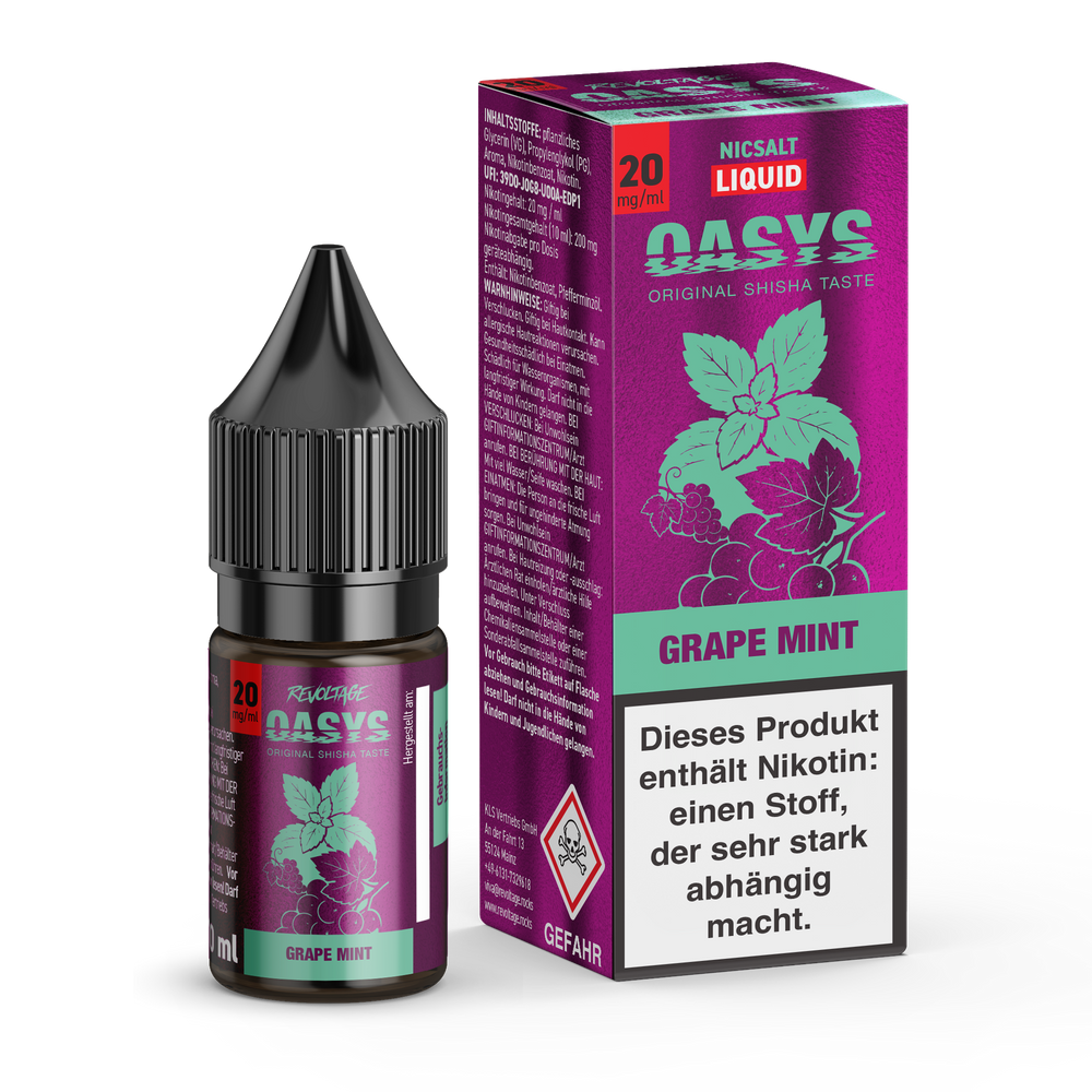 15x Revoltage OASYS Liquid - Grape Mint - 10ml Nikotinsalz Liquid