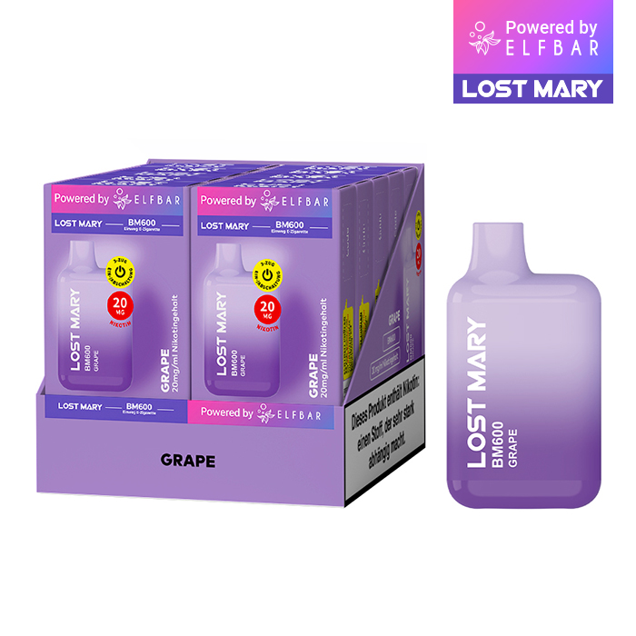 10 x Lost Mary BM600 - Grape 20mg Nikotin