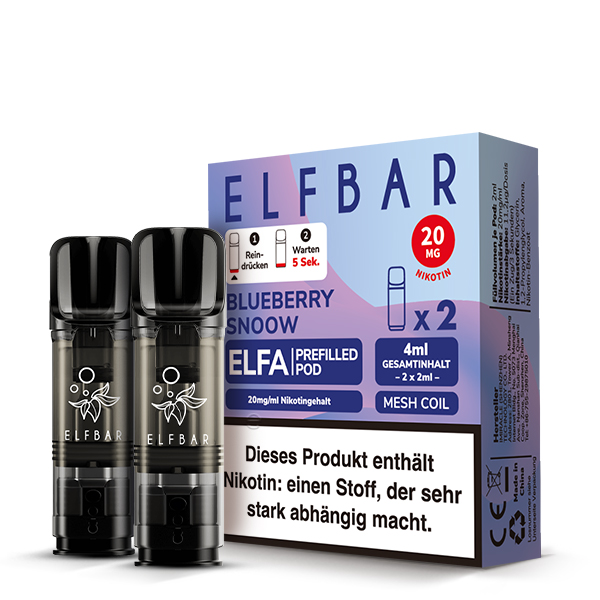 10x ELFBAR ELFA Blueberry Snoow 20mg Nikotin 2er Pack