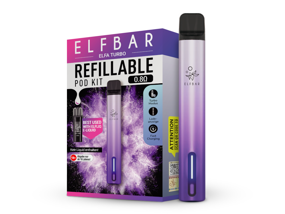 10x ELFBAR ELFA Turbo Pod Kit 550 mAh Akku - Aurora Purple