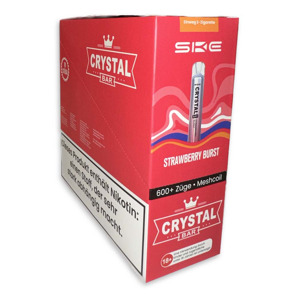10 x SKE Crystal Bar 600 Strawberry Burst 2% Nikotin