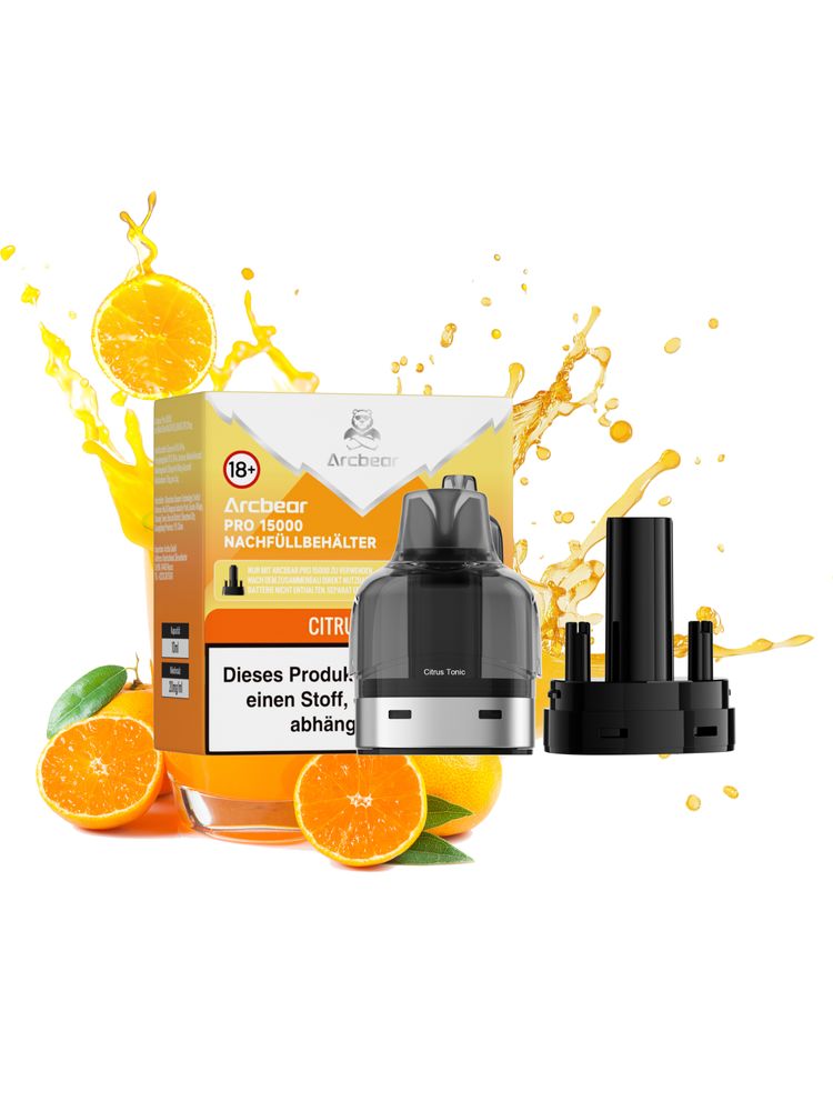 5+5 (0+10ml) Arcbear Pro 15000 Nachfüll-Set - Citrus Tonic - 20 mg/ml Nikotingehalt + Leer Pod