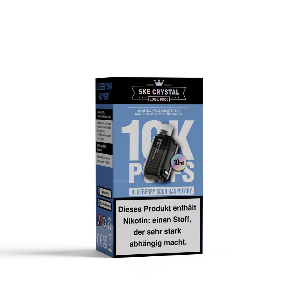 10x SKE Crystal Edge 10K Blueberry Sour Raspberry - 10ml Pod