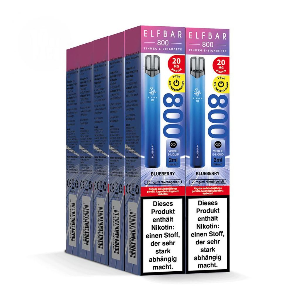 10x ELFBAR 800 Blueberry 20mg Nikotin