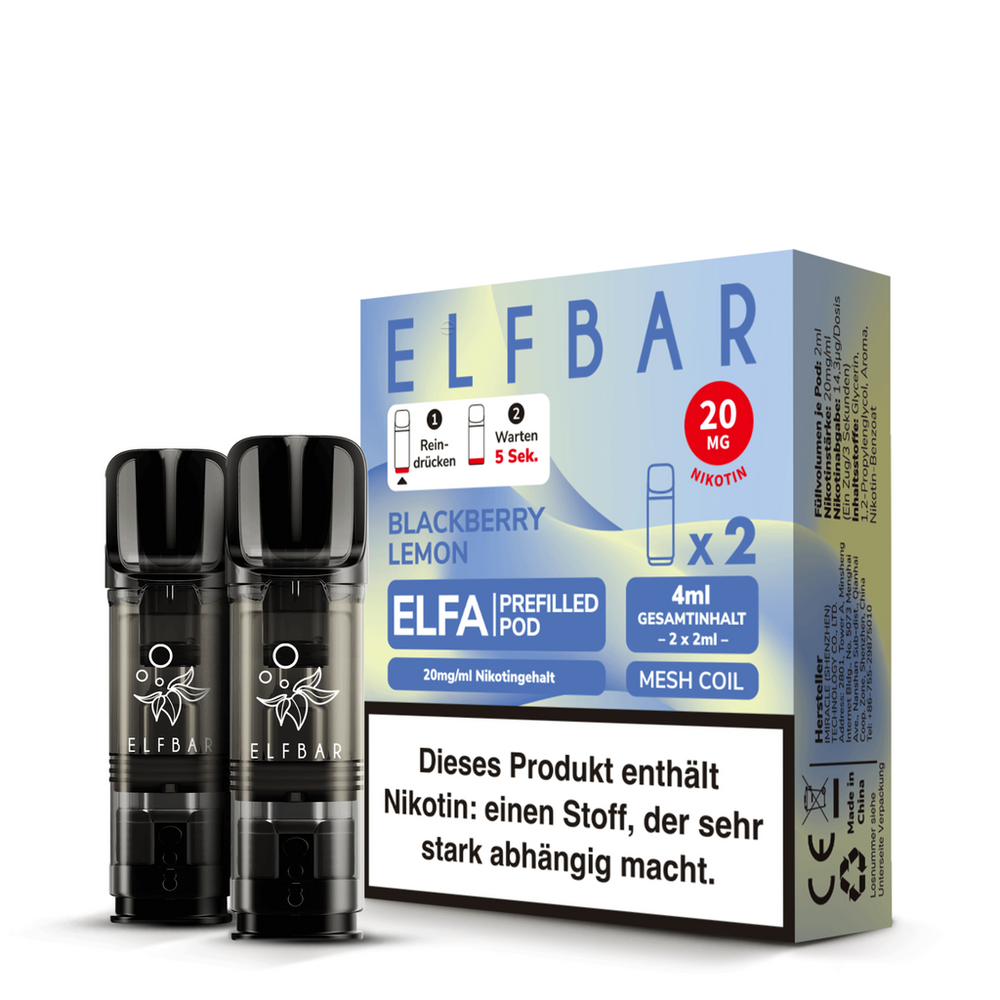 10x ELFBAR ELFA Blackberry Lemon 20mg Nikotin 2er Pack
