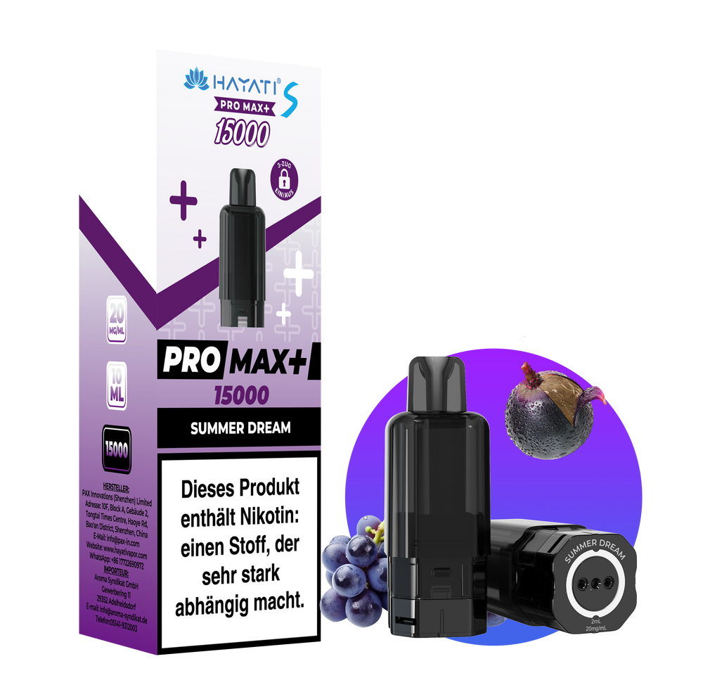 5x Hayati Pro Max+ 15K Pod Summer Dream + 5x Leer Pod 0ml