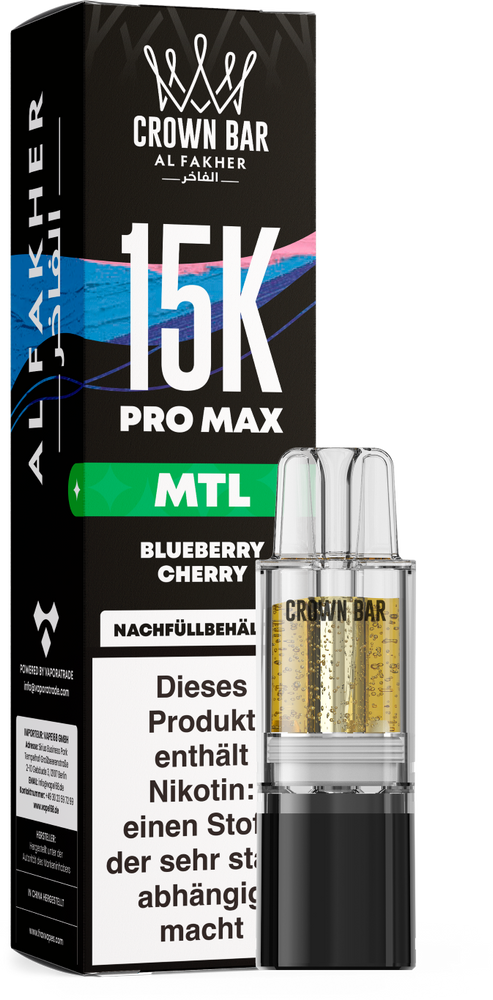 10x Al Fakher 15K PRO MAX Pod - Blueberry Cherry - MTL