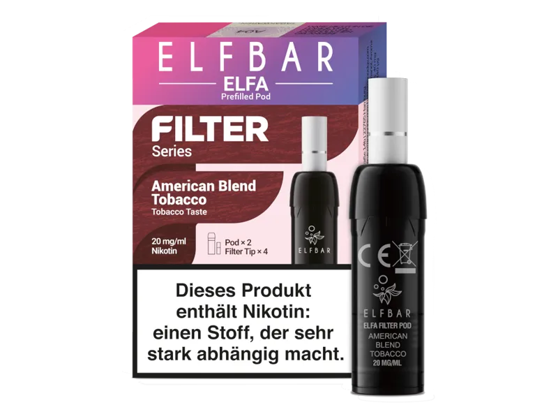10x Elfbar Elfa Pods - Filter Series - American Blend Tobacco 20mg 2er Pack