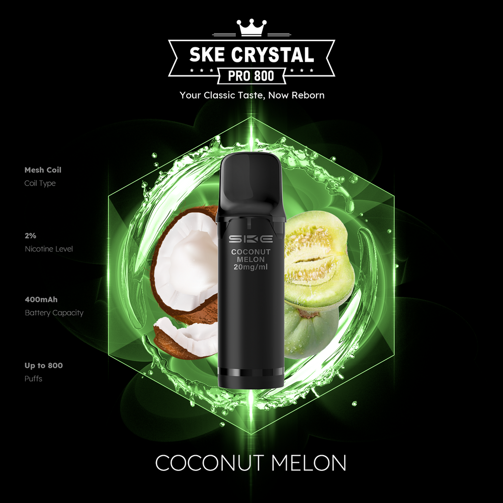 10x SKE Crystal Pro 800 - Coconut Melon - 20mg Nikotingehalt