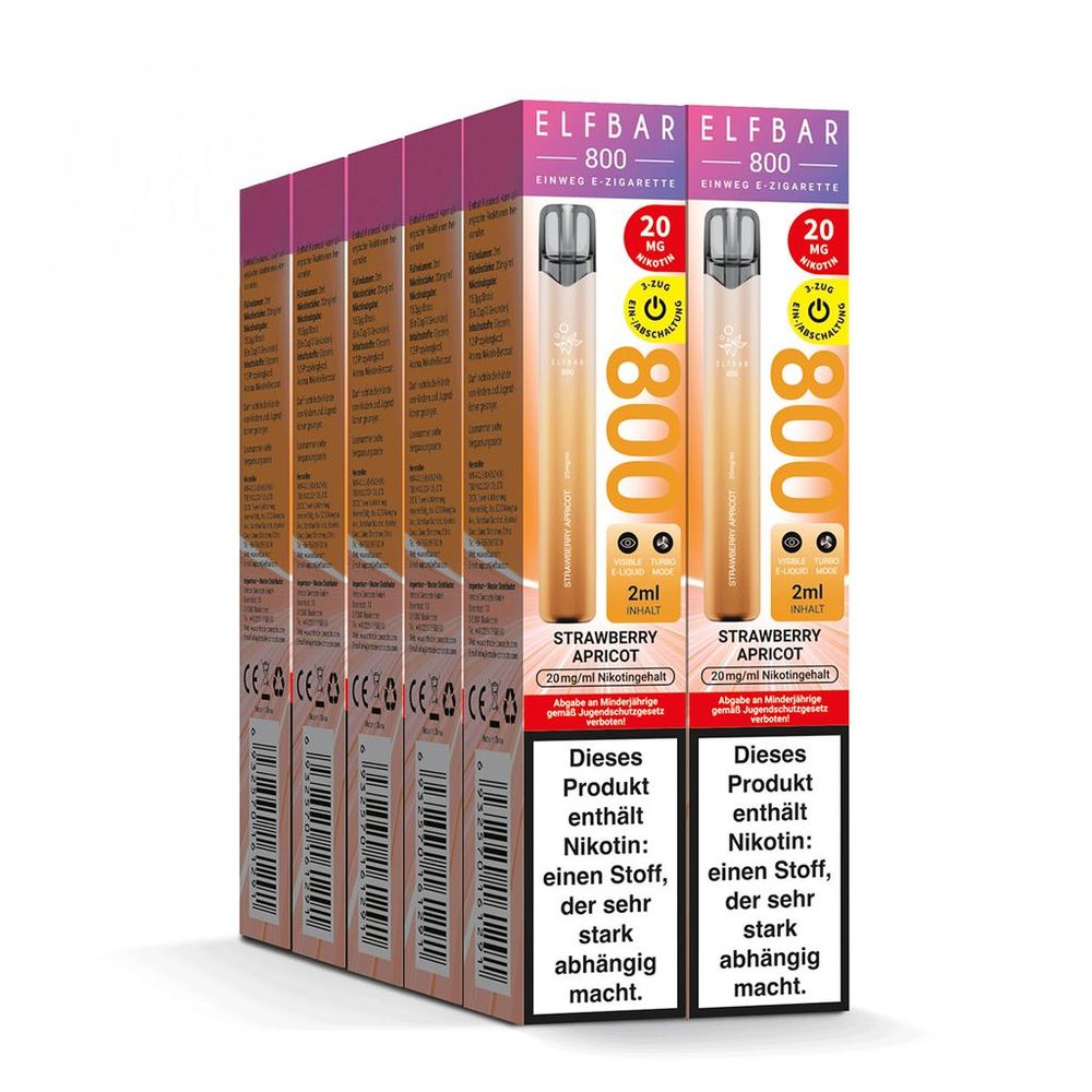 10x ELFBAR 800 Strawberry Apricot 20mg Nikotin