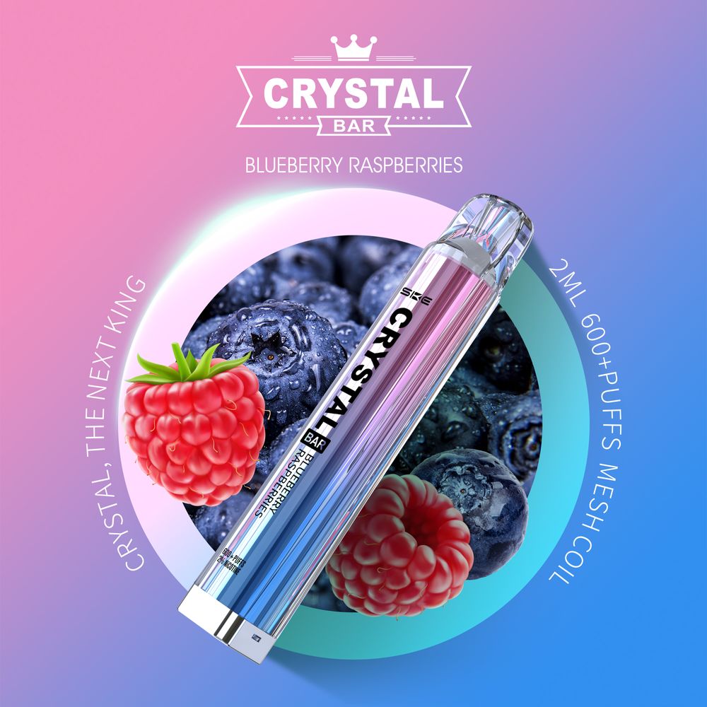 10 x SKE Crystal Bar 600 Blueberry Raspberries 2% Nikotin