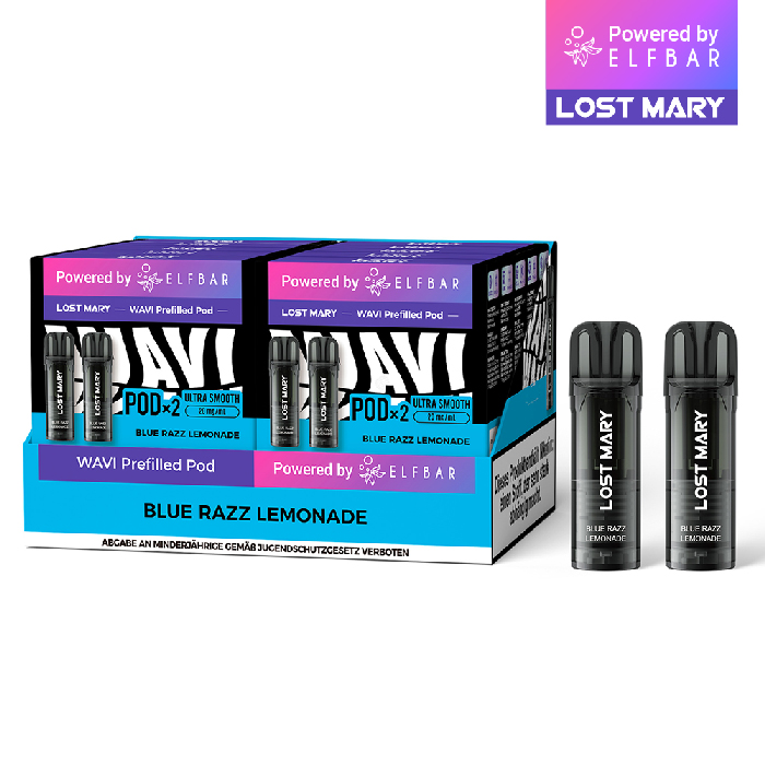 10x Lost Mary WAVI Blue Razz Lemonade 20mg Nikotin 2er Pack (10% Akkuträger gratis)