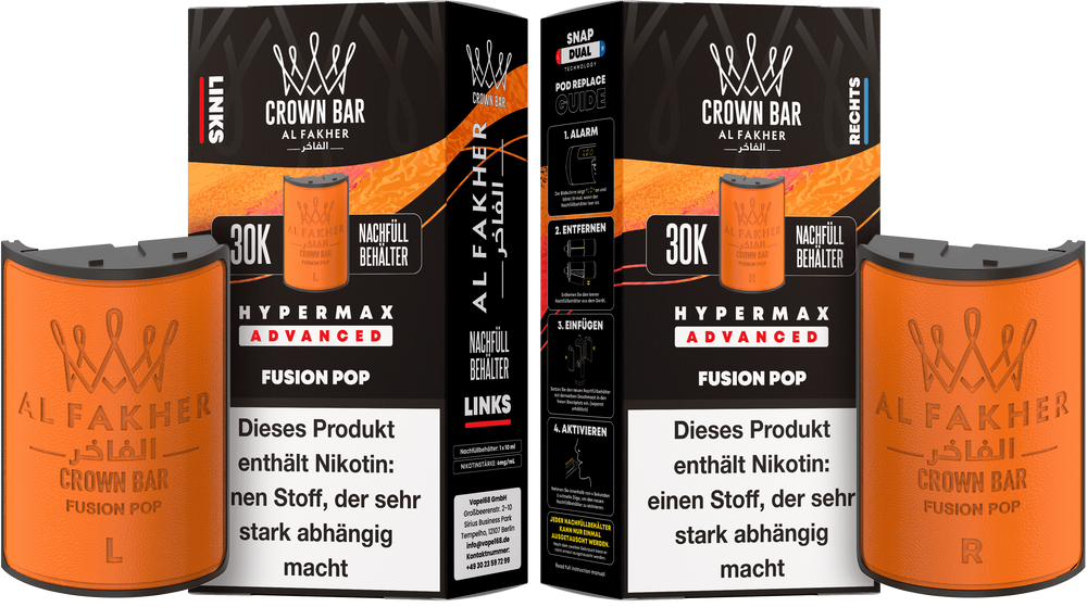 10x Al Fakher Hypermax 30K Pods - Alle Sorten - 6mg Nikotingehalt (5 Linke + 5 Rechte)