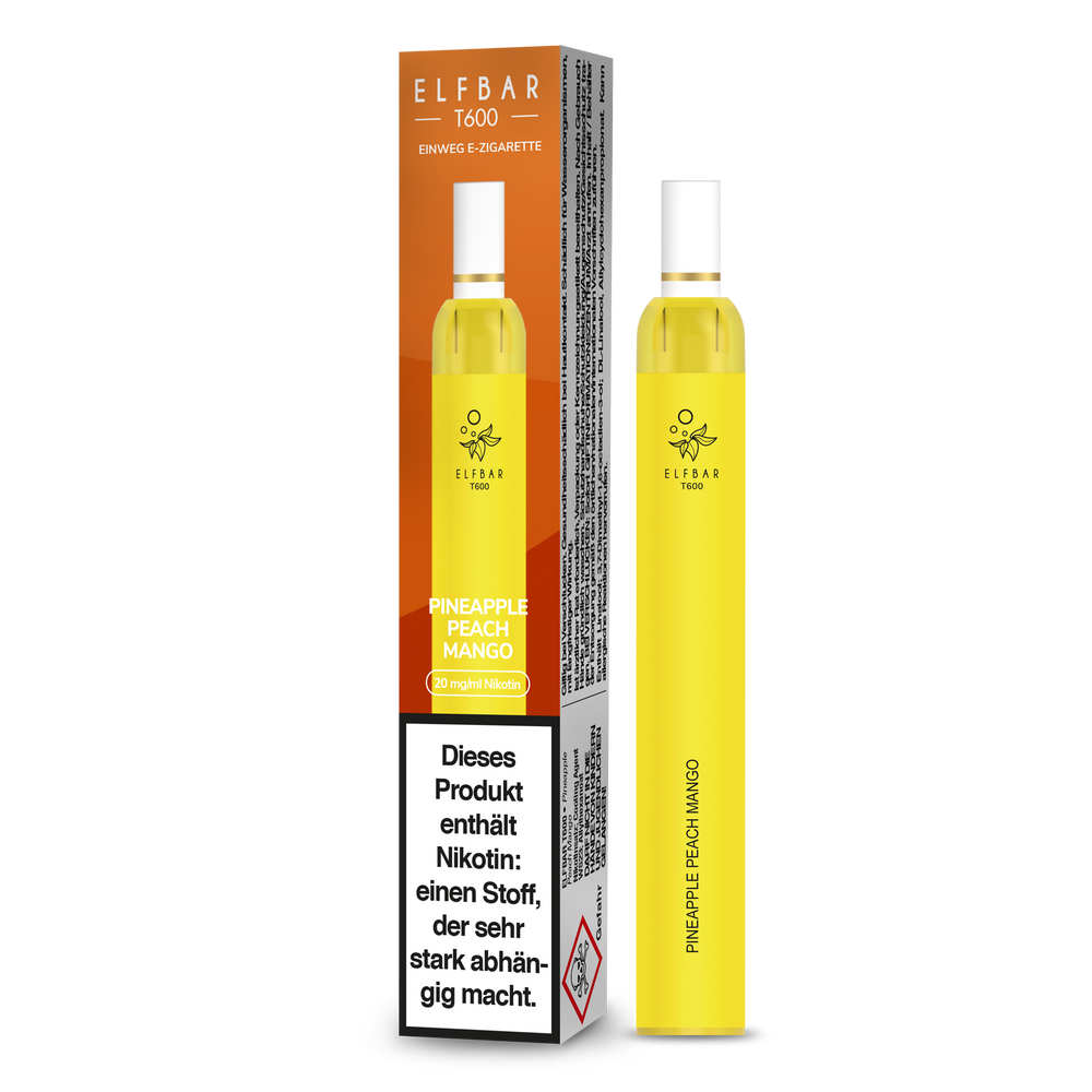 10x ELFBAR T600 Pineapple Peach Mango 20mg Nikotin