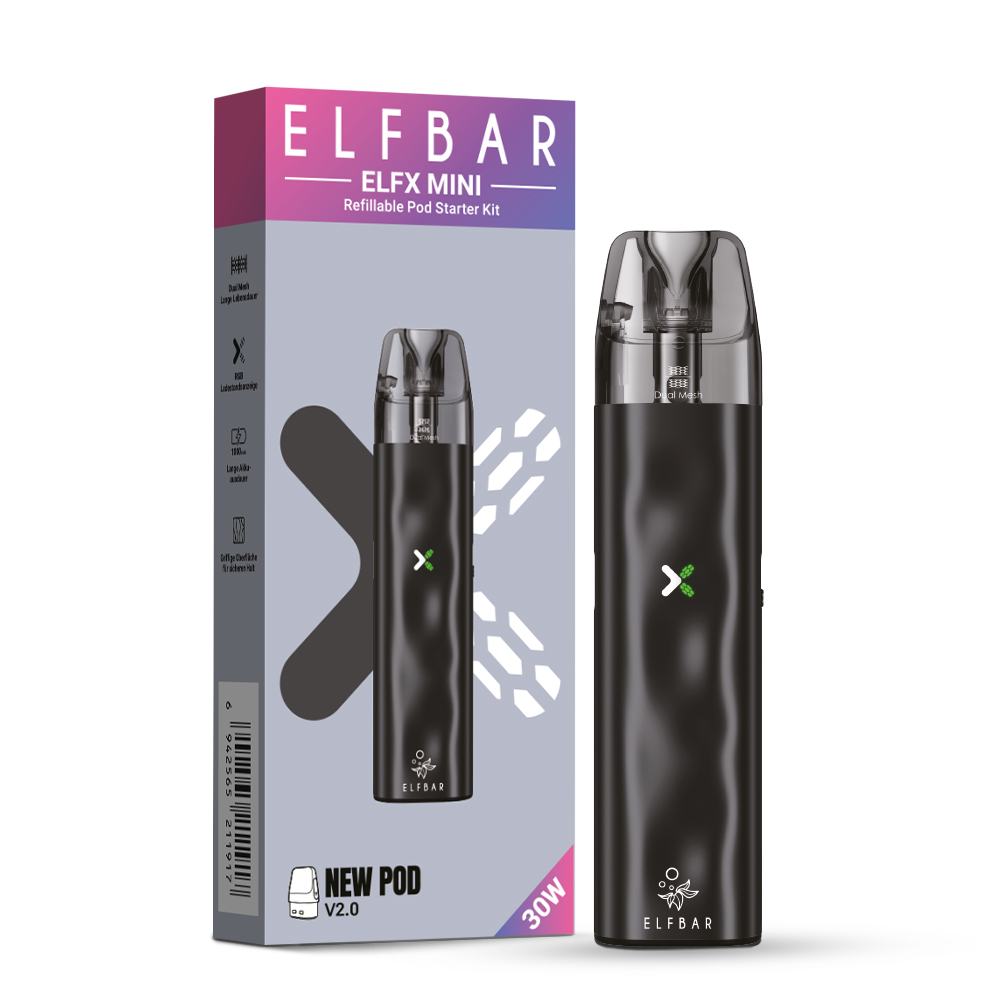 10x ELFBAR ELFX Mini - Pod Kit - 1000 mAh Farbe: Black