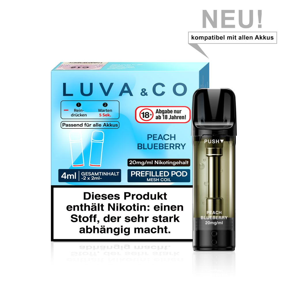 10x Luva & Co Pods - Peach Blueberry 20mg Nikotin 2er Pack