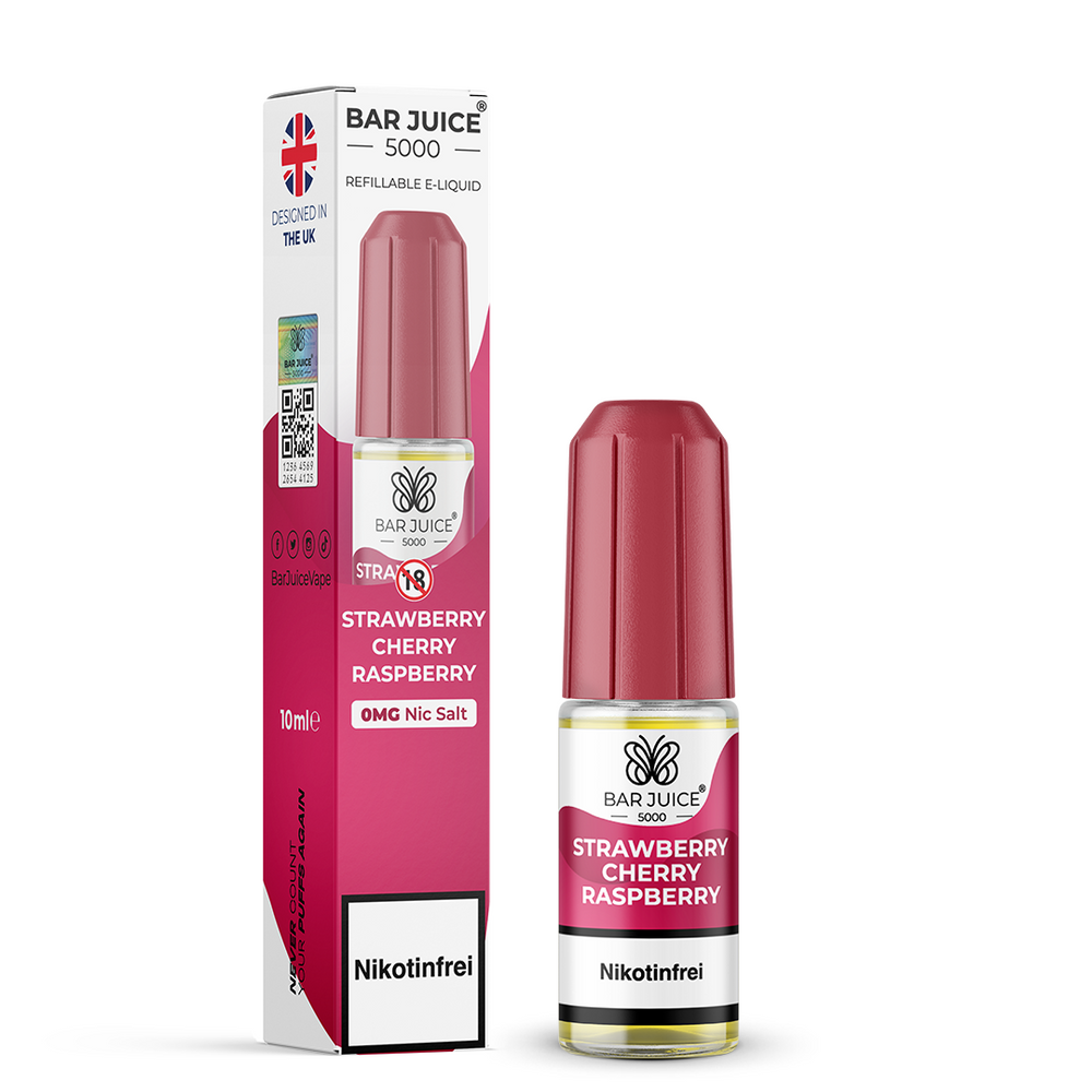 10x Bar Juice 5000 Strawberry Cherry Raspberry Nikotinsalz Liquid 10 ml