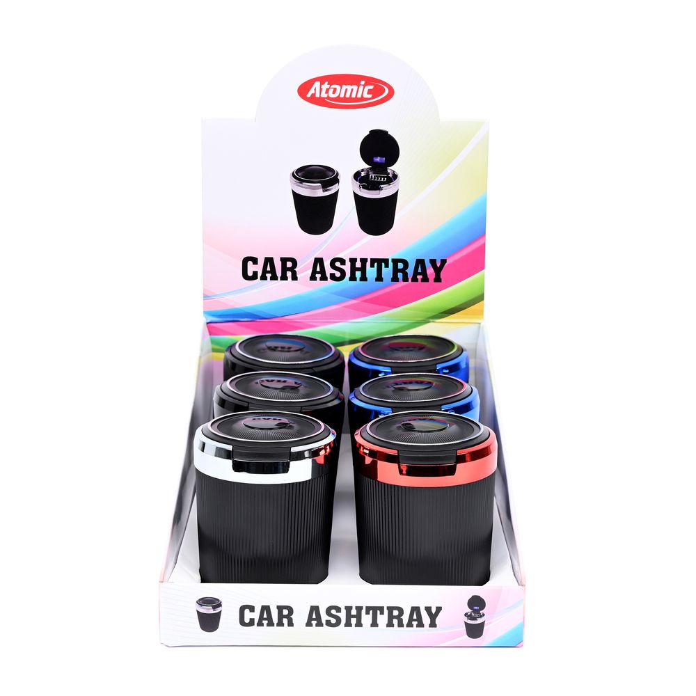 6x Atomic Auto Aschenbecher LED Shiny Sortiert