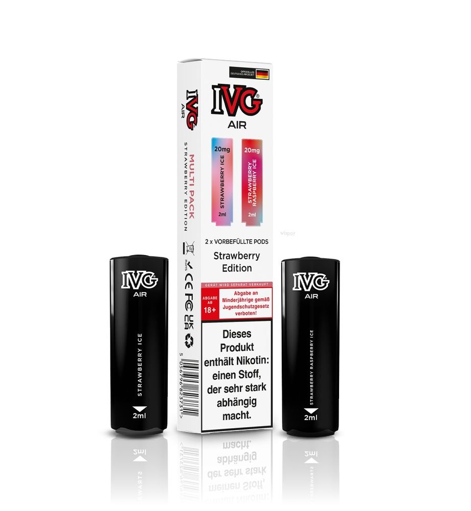 10x IVG Air 4in1 Pods - Strawberry Edition (2er Pack) - 10% Akkuträger Gratis
