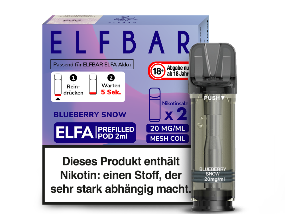 10x ELFBAR ELFA Blueberry Snoow 20mg Nikotin 2er Pack