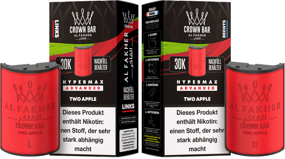 10x Al Fakher Hypermax 30K Pods - Alle Sorten - 6mg Nikotingehalt (5 Linke + 5 Rechte)