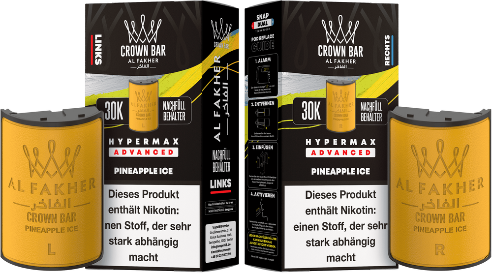 10x Al Fakher Hypermax 30K Pods - Alle Sorten - 6mg Nikotingehalt (5 Linke + 5 Rechte)