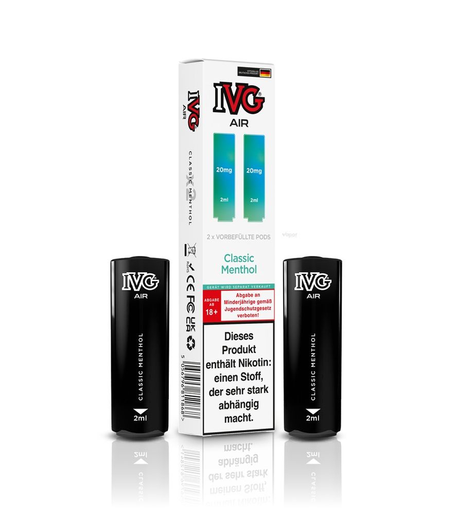 10x IVG Air 4in1 Pods - Classic Menthol (2er Pack) - 10% Akkuträger Gratis