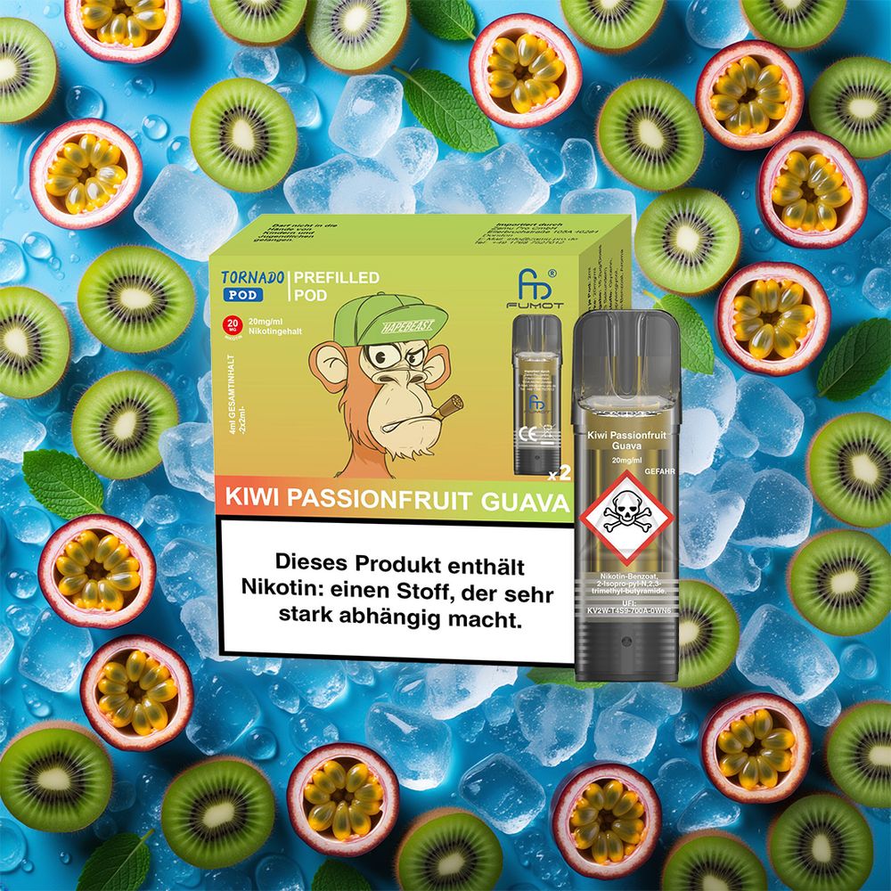 10x RandM Tornado Kiwi Passionfruit Guava 20mg Nikotin 2er Pack