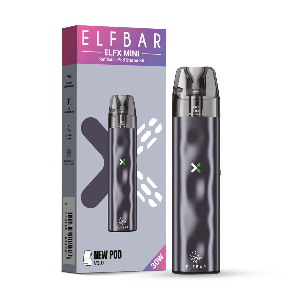 10x ELFBAR ELFX Mini - Pod Kit - 1000 mAh Farbe: Grey