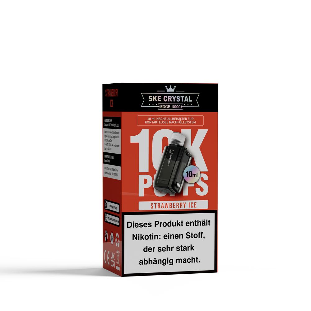 10x SKE Crystal Edge 10K Strawberry Ice - 10ml Pod