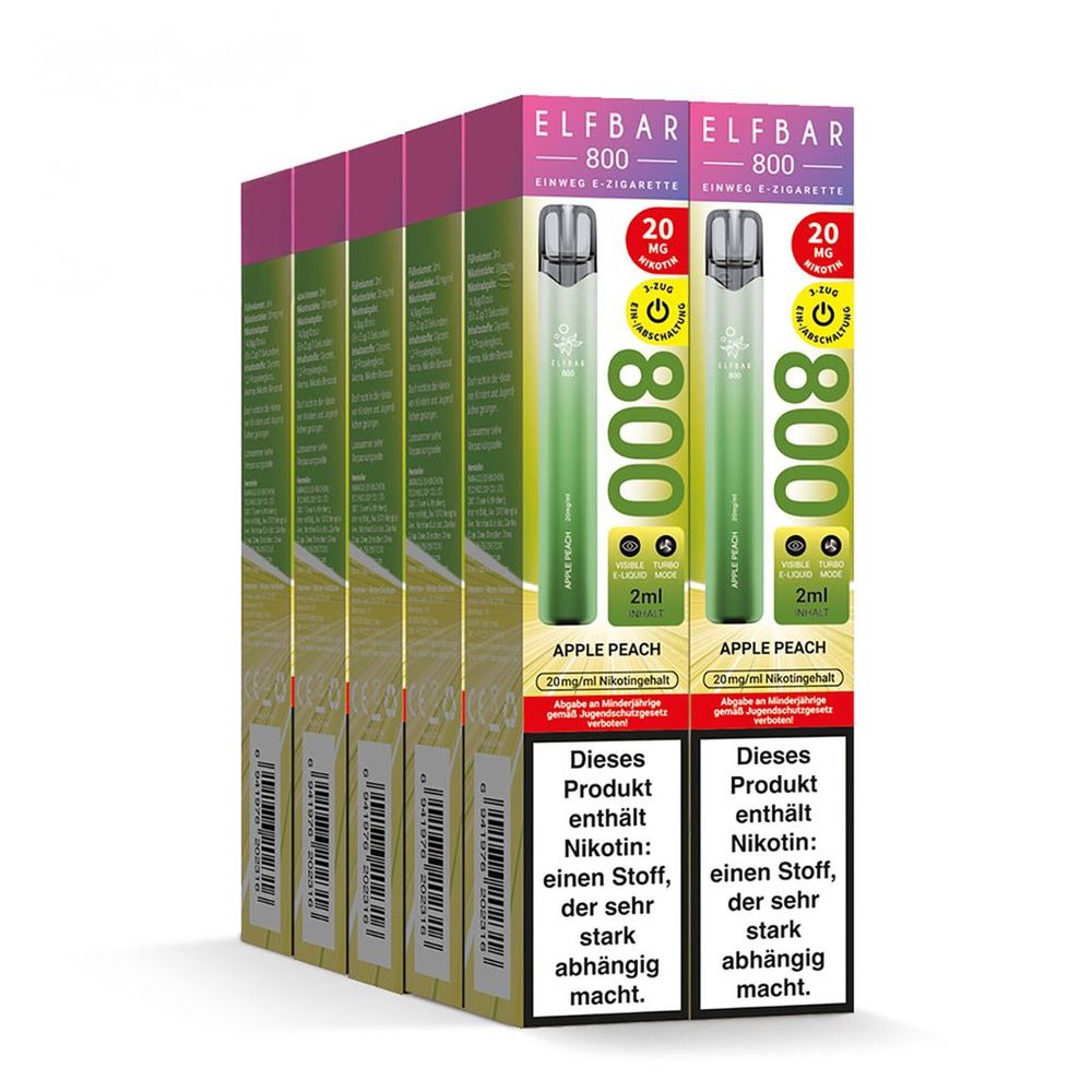 10x ELFBAR 800 Apple Peach 20mg Nikotin