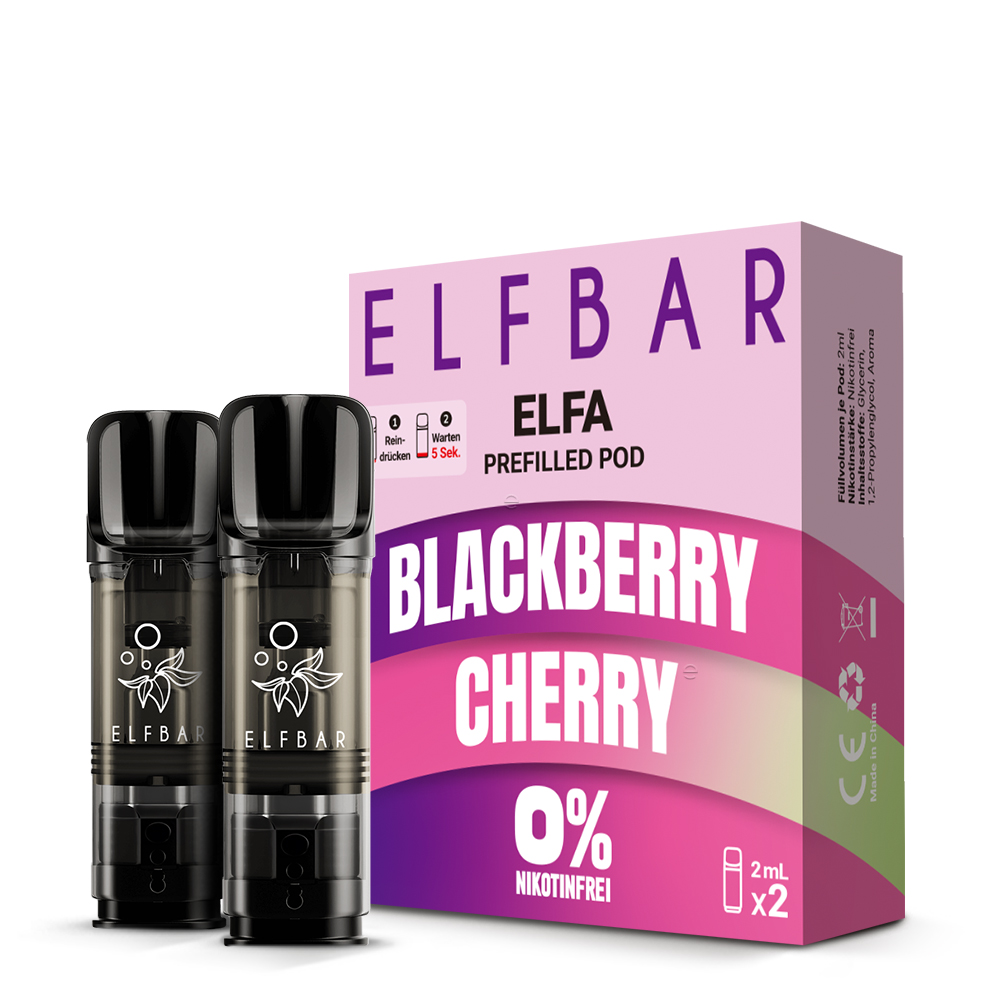 10x ELFBAR ELFA Blackberry Cherry 0mg Nikotin 2er  Pack