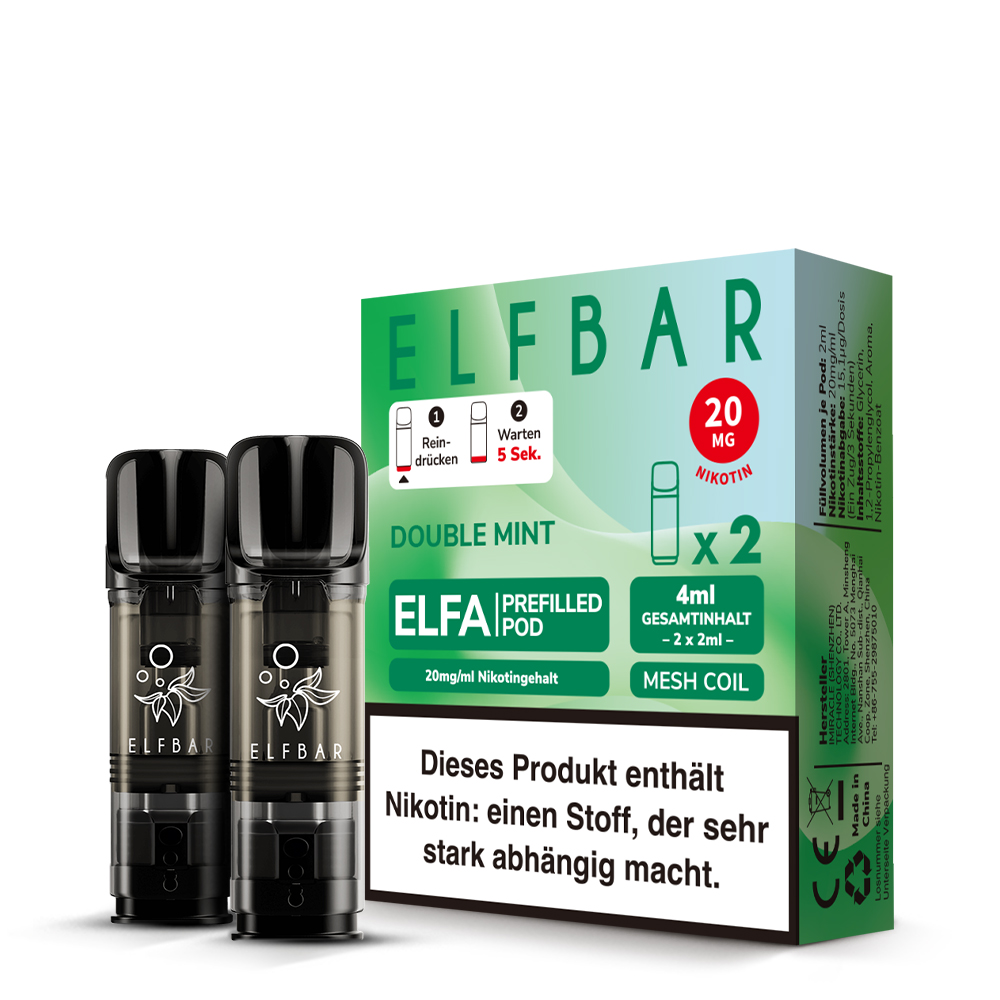 10x ELFBAR ELFA Double Mint 20mg Nikotin 2er Pack