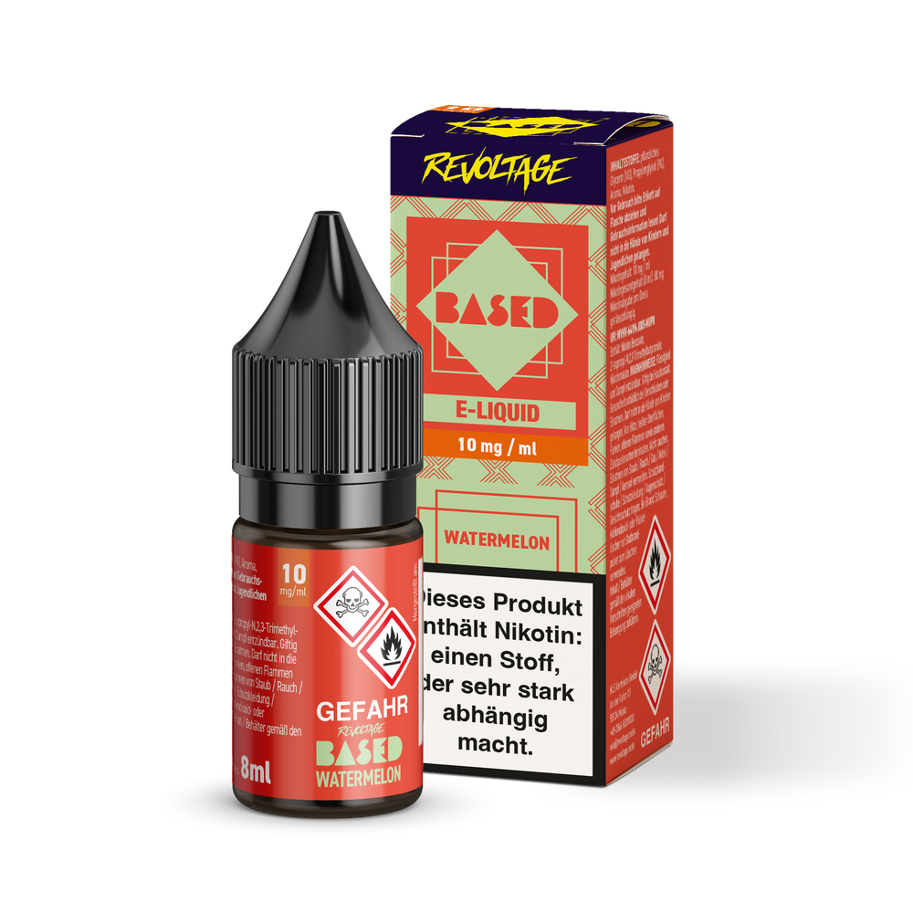 15x Revoltage BASED Liquid - Watermelon - 8 ml Nikotinsalz Liquid