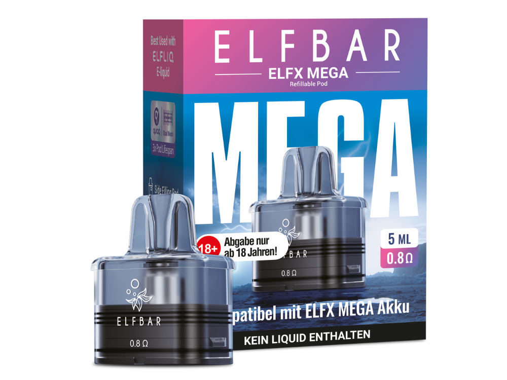 10x Elfbar Elfx Mega 5ml Leer Pod 0,8 Ohm