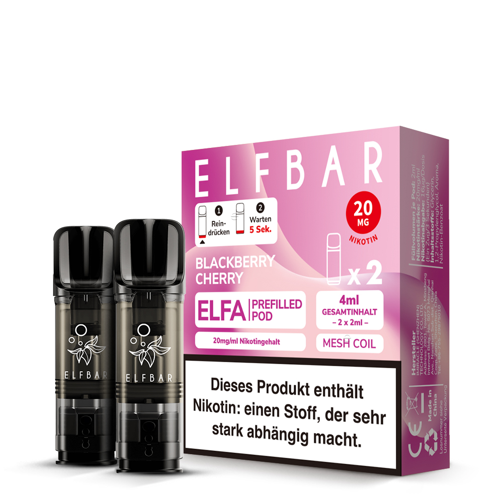 10x ELFBAR ELFA Blackberry Cherry 20mg Nikotin 2er Pack