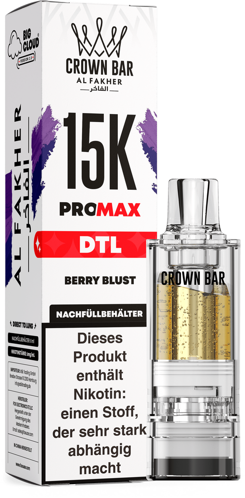 10x Al Fakher 15K PRO MAX (V2) Pod - Berry Blast - 6mg/ml Nikotingehalt - DTL