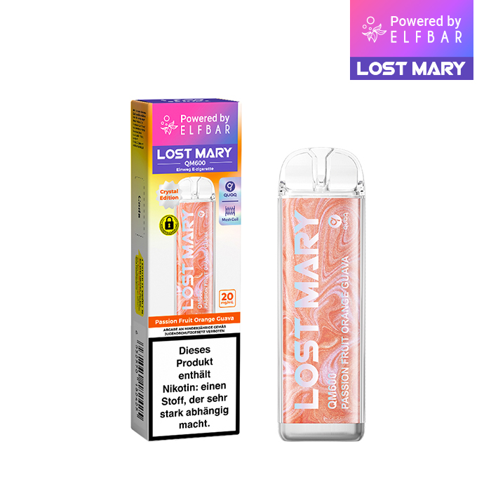 10+2 Aktion ELFBAR LOST MARY QM600 - Passion Fruit Orange Guava 20mg Nikotin