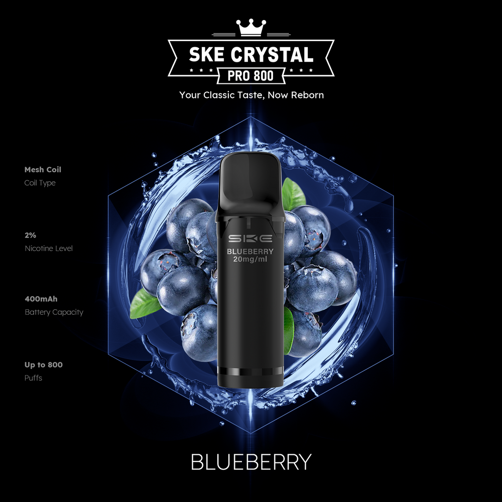 10x SKE Crystal Pro 800 - Blueberry - 20mg Nikotingehalt