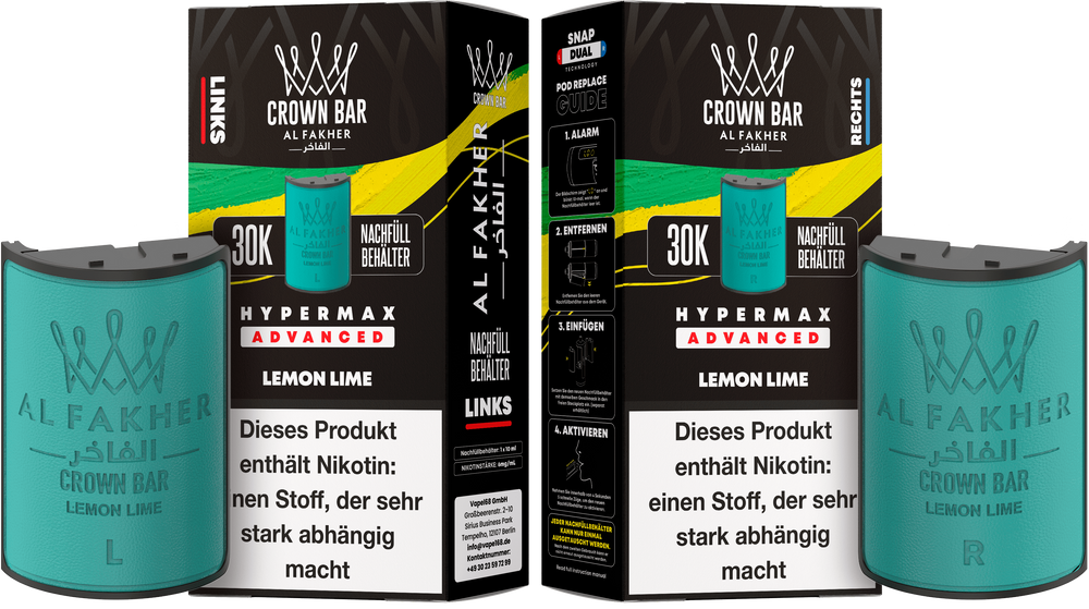 10x Al Fakher Hypermax 30K Pods - Alle Sorten - 6mg Nikotingehalt (5 Linke + 5 Rechte)