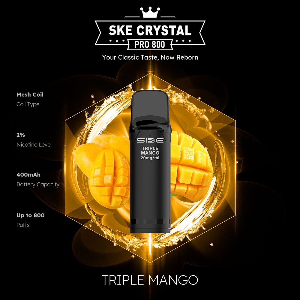 10x SKE Crystal Pro 800 - Triple Mango - 20mg Nikotingehalt