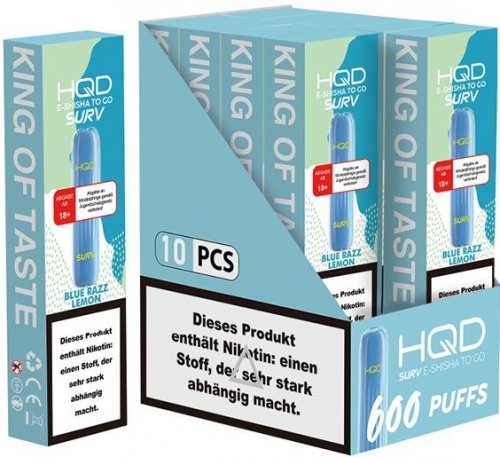 10 x HQD Surv - Blue Razz Lemon / Blurry Berry Lemon