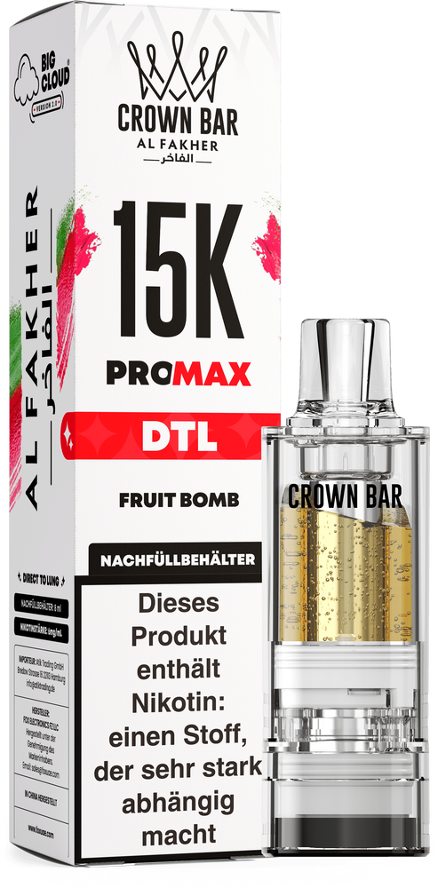 10x Al Fakher 15K PRO MAX (V2) Pod - Fruit Bomb - 6mg/ml Nikotingehalt - DTL