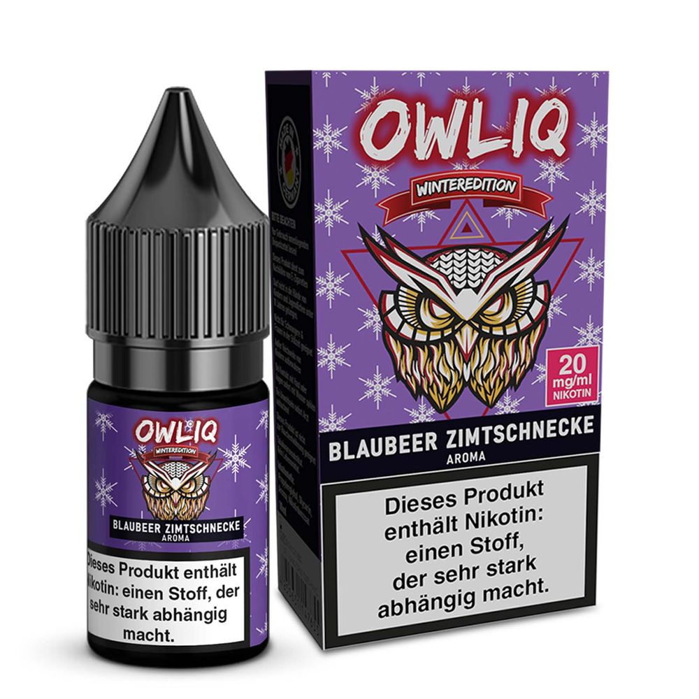 10x OWLIQ Nikotinsalz Liquid - Blaubeer Zimtschnecke - 10ml