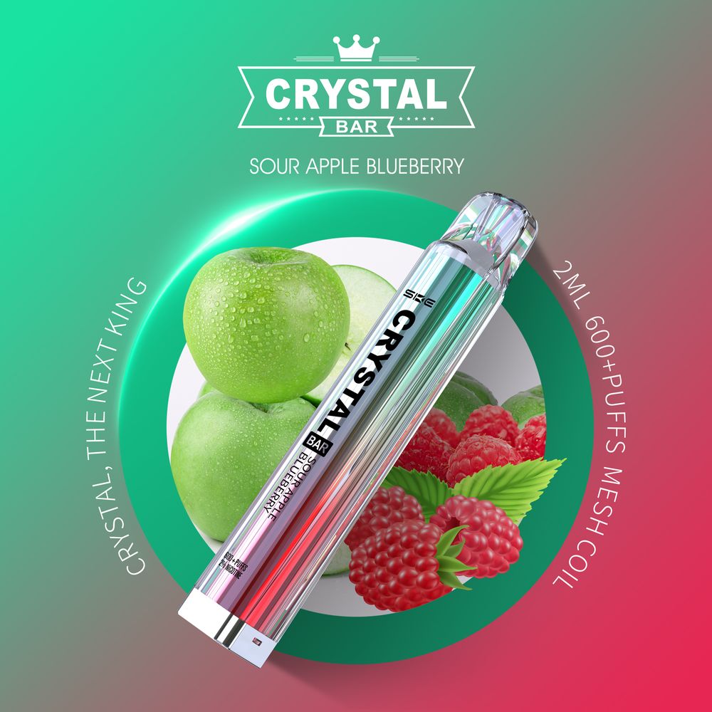 10 x SKE Crystal Bar 600 Sour Apple Blueberry 2% Nikotin