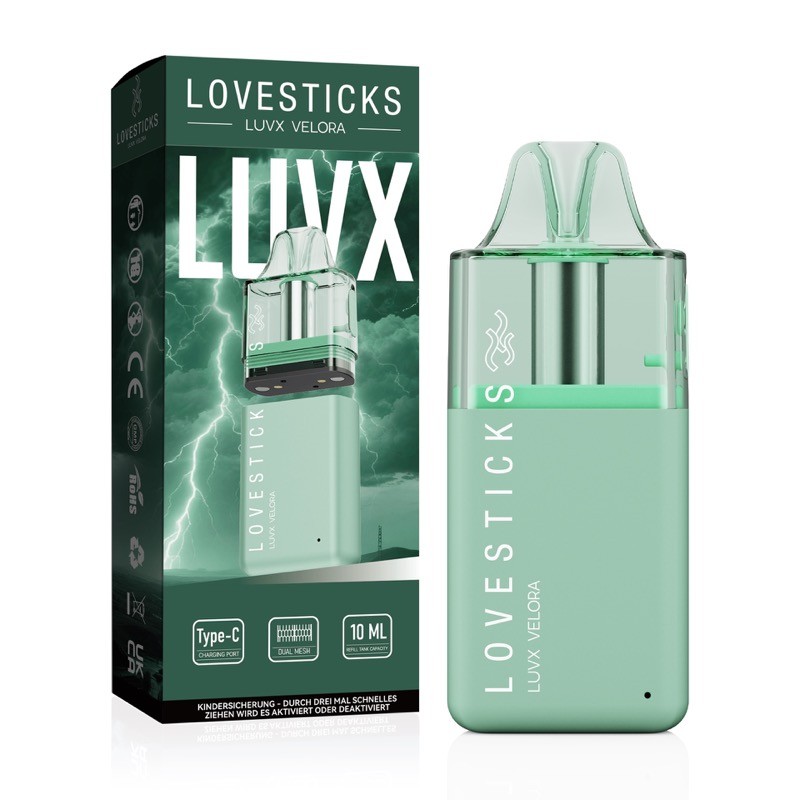 10x Lovestick LUVX Velora Pod Kit - 1200 mAh Farbe: Green